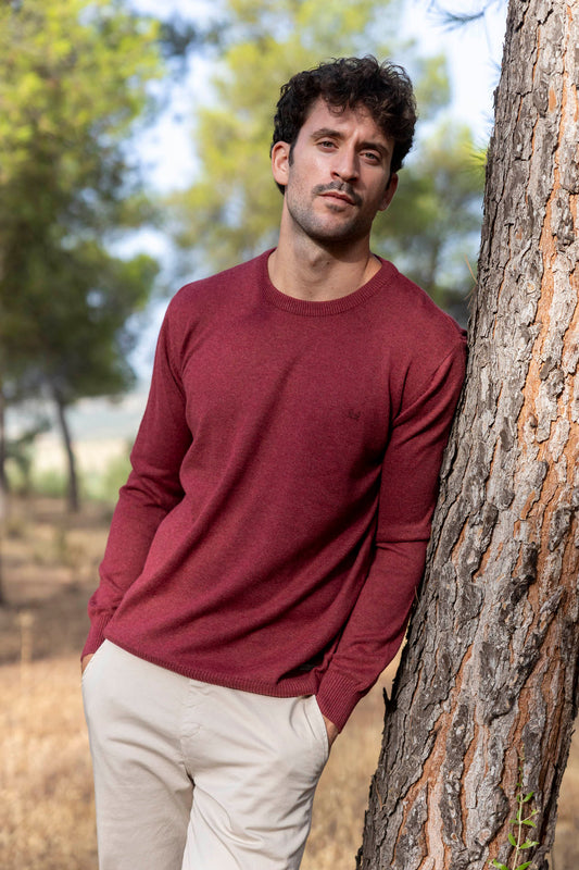 Jersey Básico Cuello Redondo Burdeos