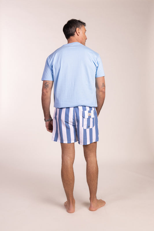 Bañador Estampado Raya Retro Azul