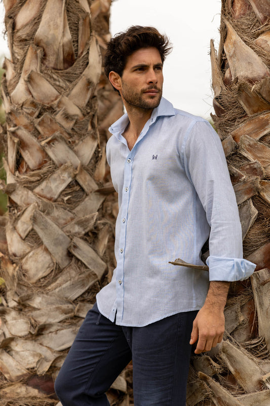 Camisa Lino Mini Raya Celeste | Linares
