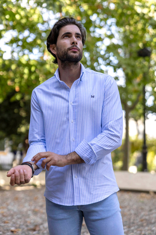 Camisa Rayas Oxford Celeste | Sevilla
