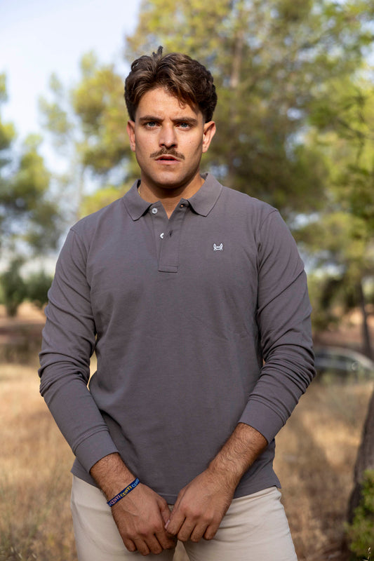 Polo Básico Manga Larga | Gris Ceniza