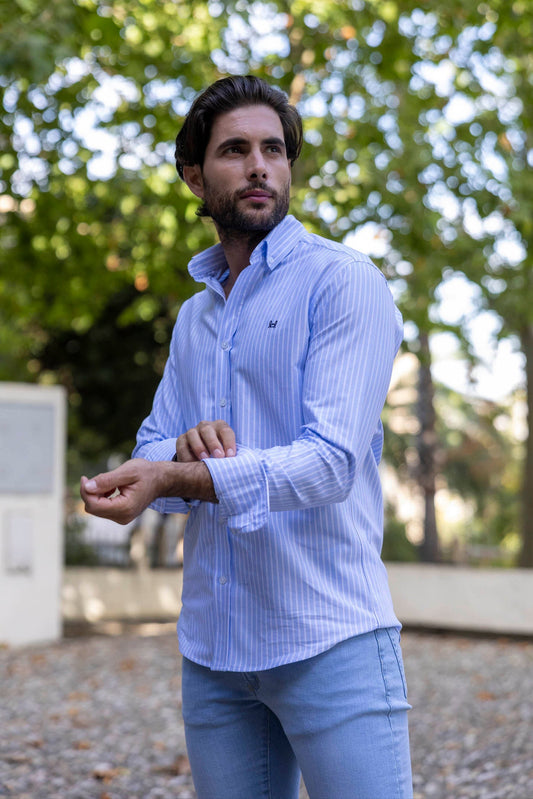 Camisa Rayas Oxford Celeste | Sevilla