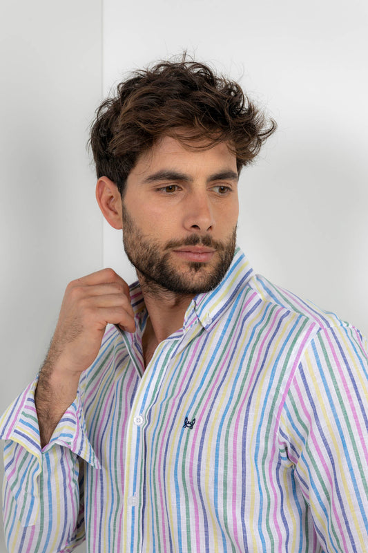 Camisa Lino Raya Multicolor | Estepona