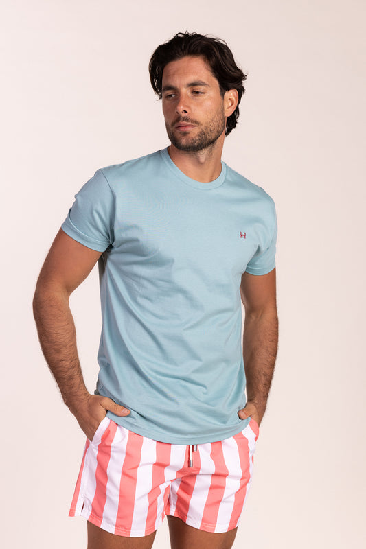 Camiseta Básica Manga Corta Azul Agua