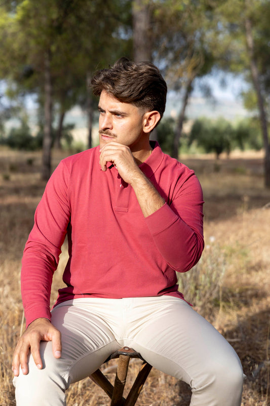 Polo Básico Manga Larga | Burdeos