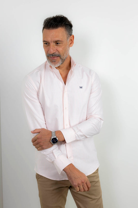 Camisa Rayas Oxford Rosa Palo | Granada
