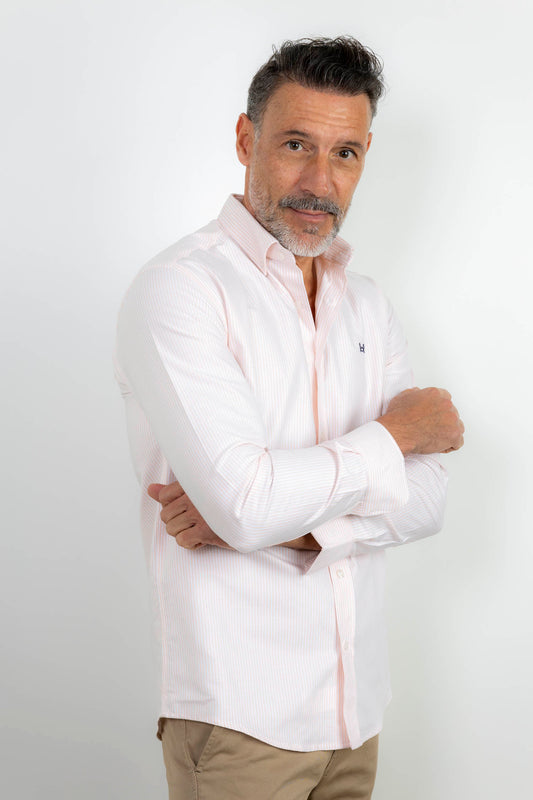 Camisa Rayas Oxford Rosa Palo | Granada