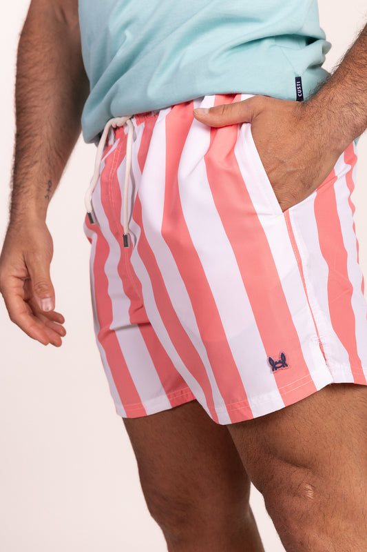 Bañador Estampado Raya Retro Coral