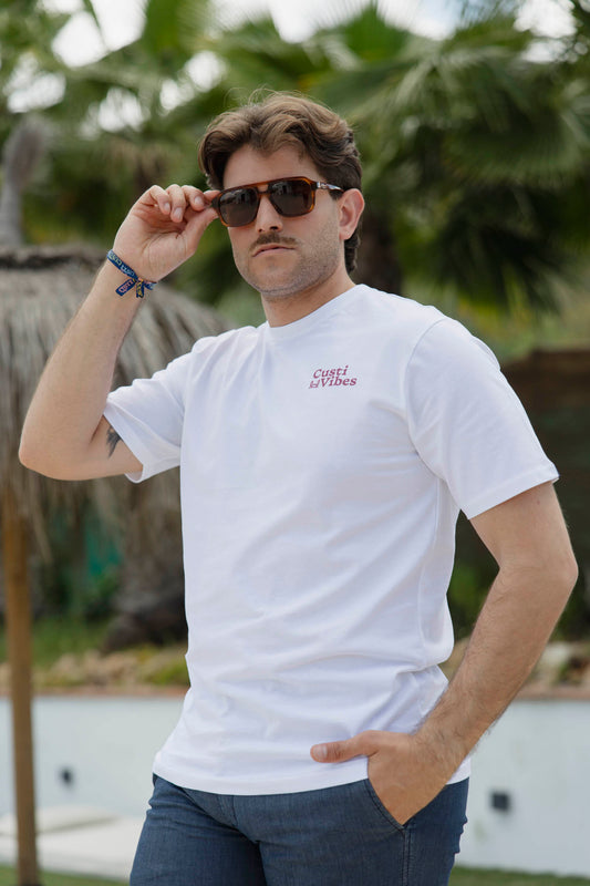 Camiseta Print Blanca Burdeos | Vibes