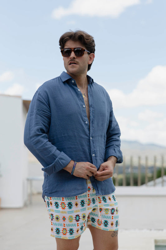 Camisa Lino Azul | Lanzarote