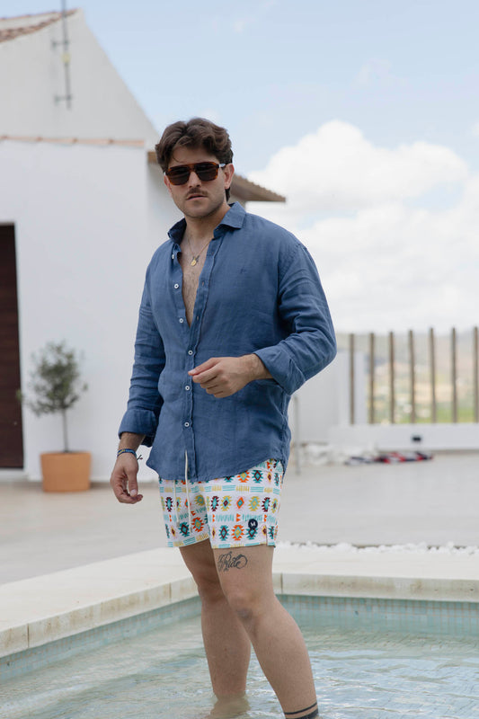 Camisa Lino Azul | Lanzarote
