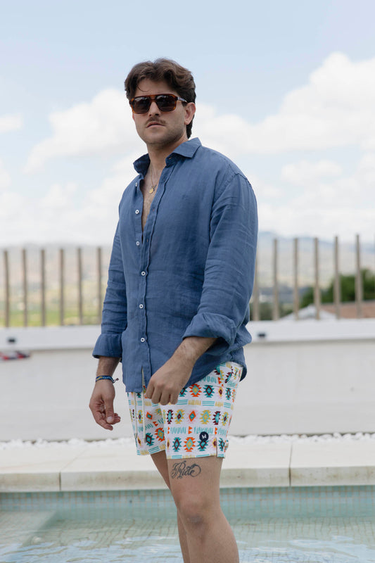 Camisa Lino Azul | Lanzarote