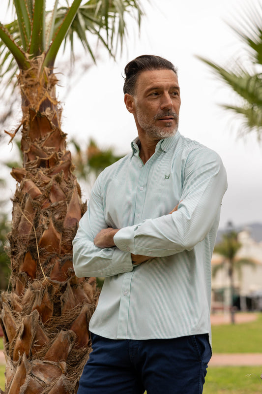 Camisa Rayas Oxford Verde Agua | Córdoba
