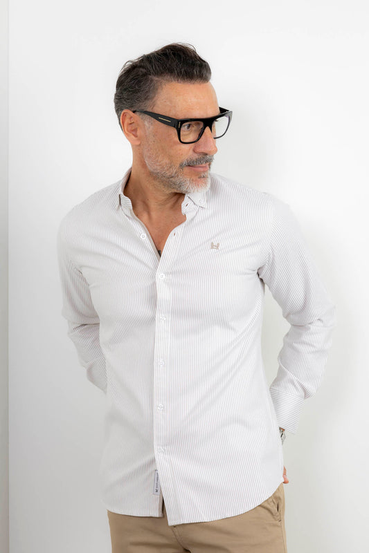 Camisa Rayas Oxford Beige | Córdoba