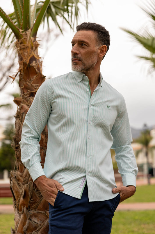 Camisa Rayas Oxford Verde Agua | Córdoba