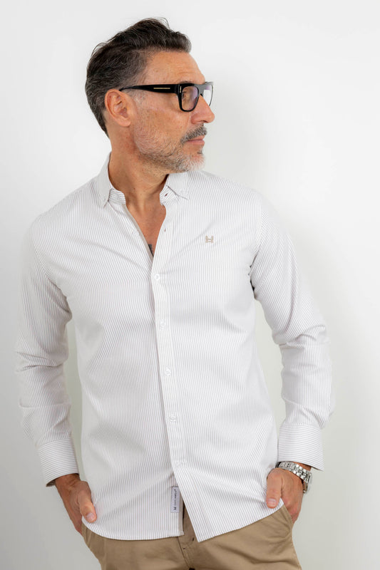 Camisa Rayas Oxford Beige | Córdoba