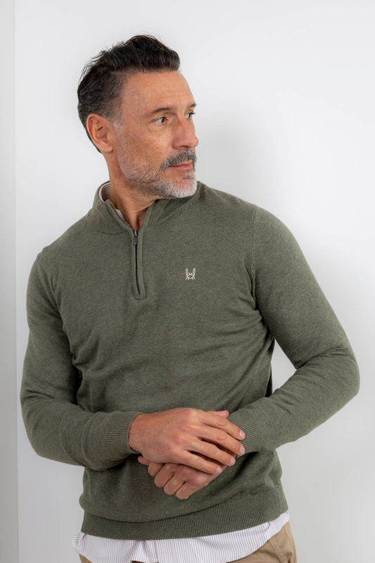 Jersey Media Cremallera Verde