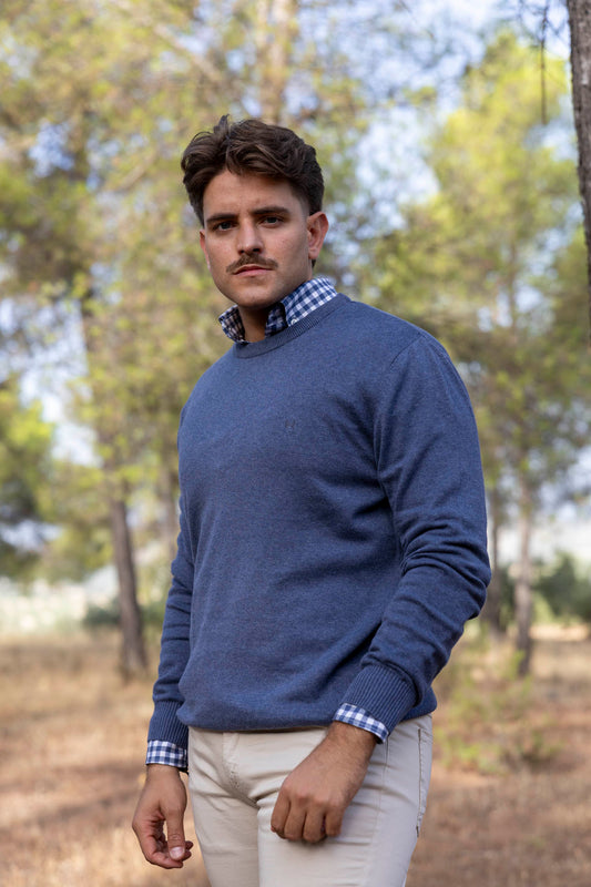 Jersey Básico Cuello Redondo Azul Indigo