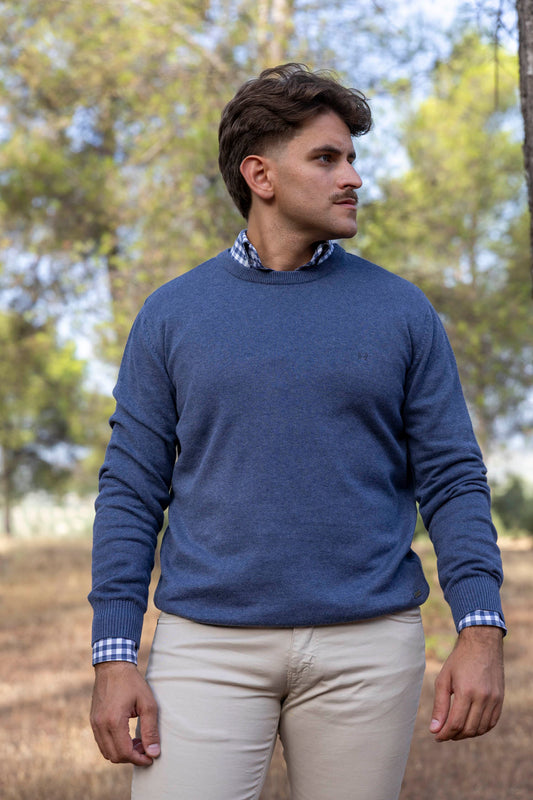Jersey Básico Cuello Redondo Azul Indigo