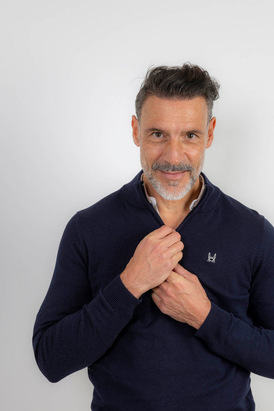 Jersey Media Cremallera Azul Marino