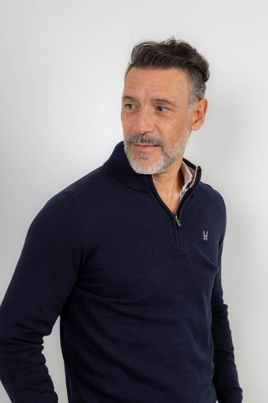 Jersey Media Cremallera Azul Marino