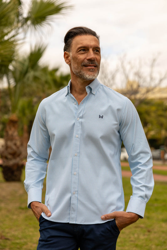 Camisa Rayas Oxford Turquesa | Córdoba
