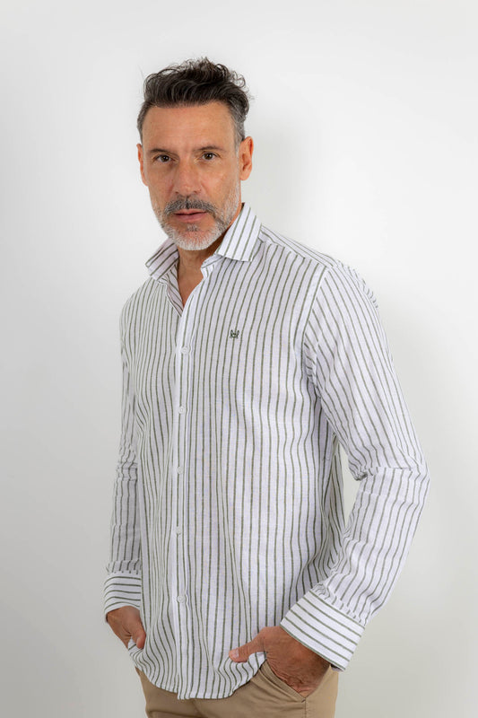 Camisa Lino Raya Verde | Montefrio
