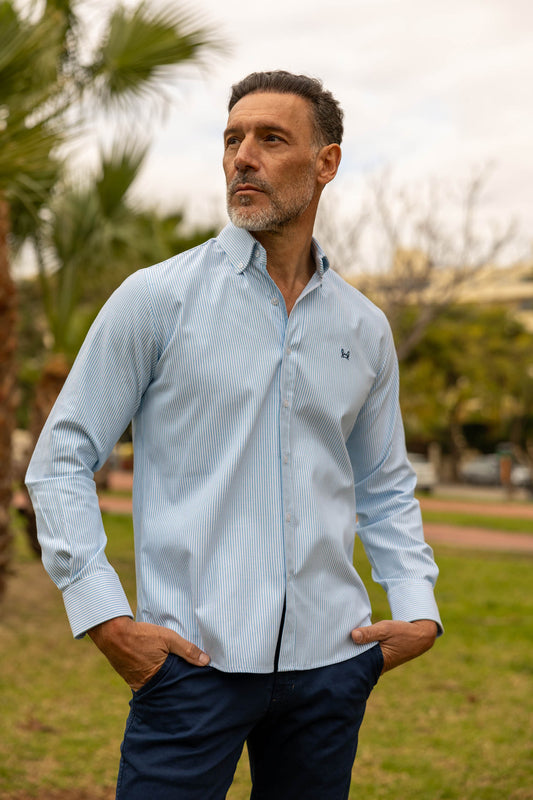 Camisa Rayas Oxford Turquesa | Córdoba
