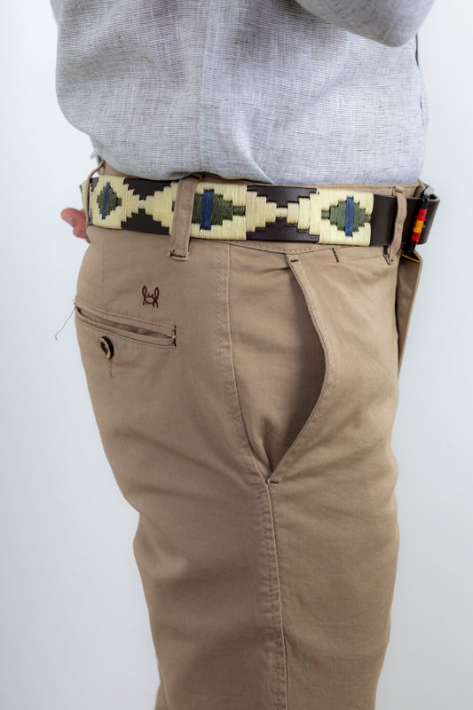 Cinturón piel argentino Beige Botella