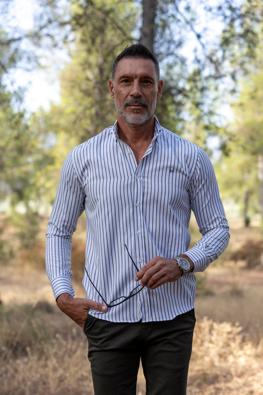 Camisa Rayas Oxford Verde | Málaga