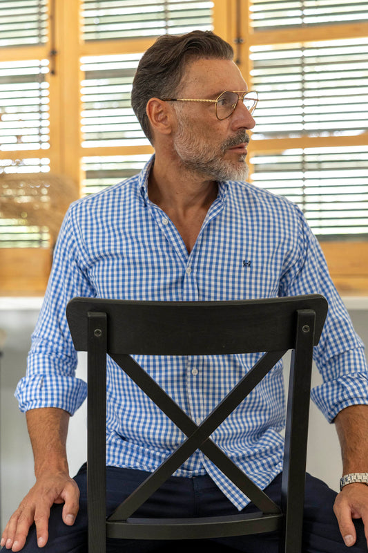 Camisa Oxford Cuadro Vichy Azul Cielo | Ferrol