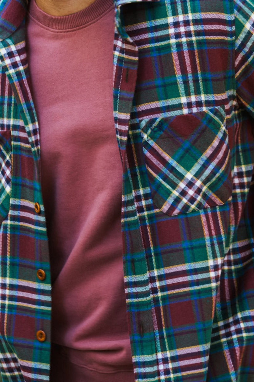 Sobrecamisa Franela Burdeos Verde