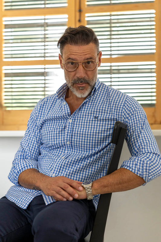 Camisa Oxford Cuadro Vichy Azul Cielo | Ferrol