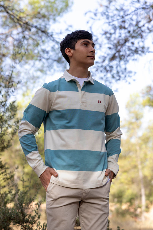 Polo Rugby | Turquesa & Crema
