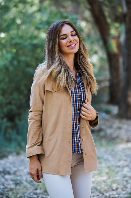 Camisa Chica micropana beige