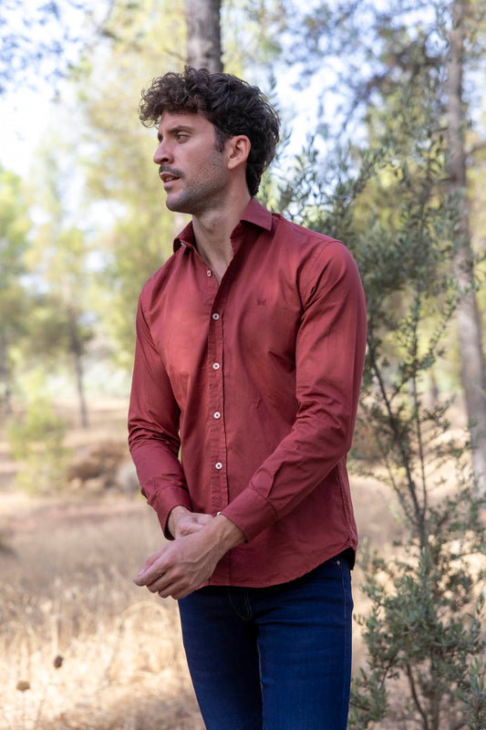 Camisa Lavada Algodón Teja | Salinas