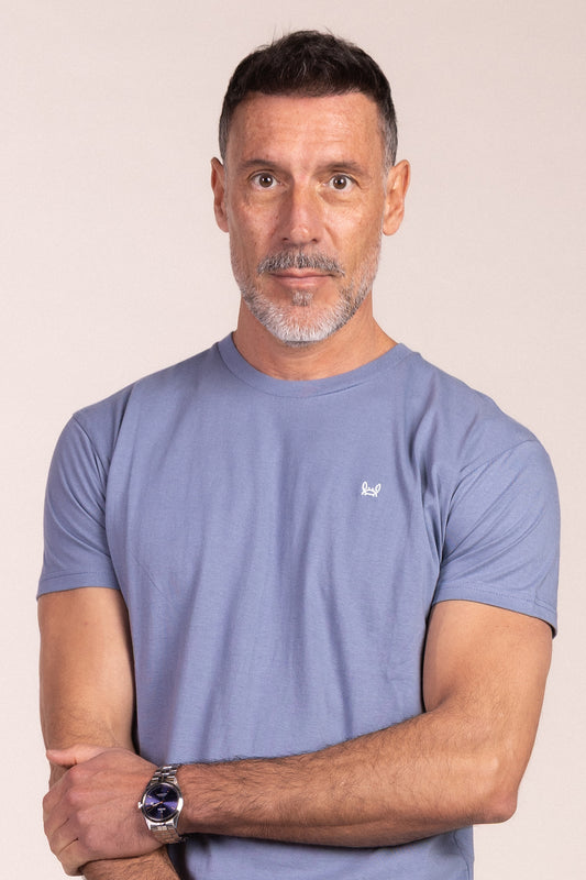 Camiseta Básica Manga Corta Azul Ácido