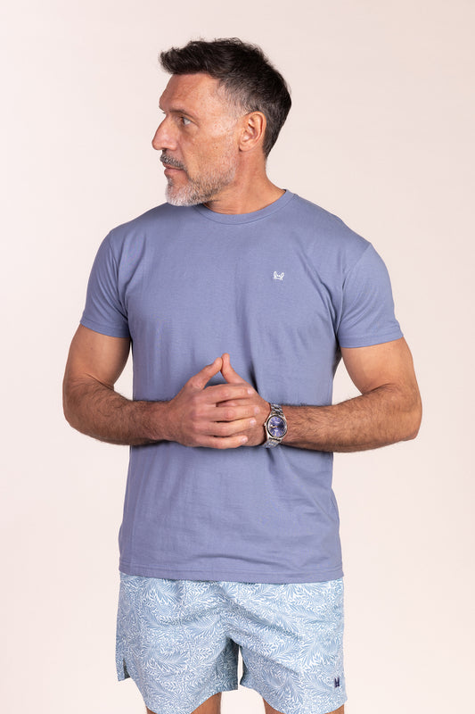 Camiseta Básica Manga Corta Azul Ácido