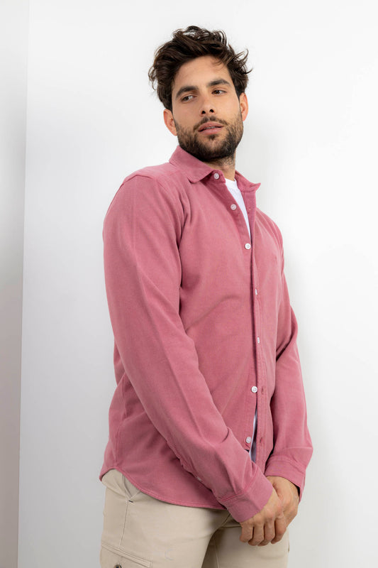 Camisa Piqué Lavada Burdeos Slim Fit