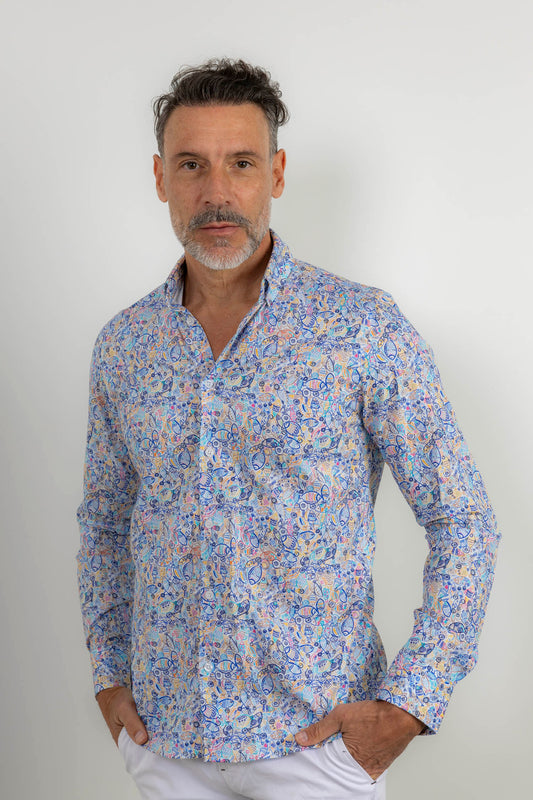 Camisa estampada slim fit | Mar