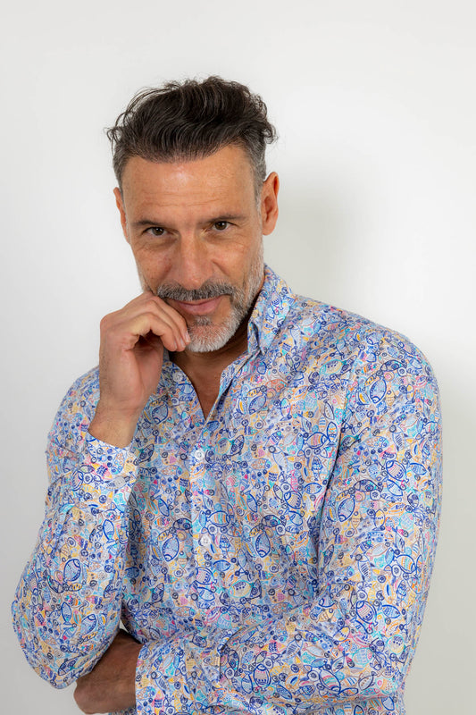 Camisa estampada slim fit | Mar