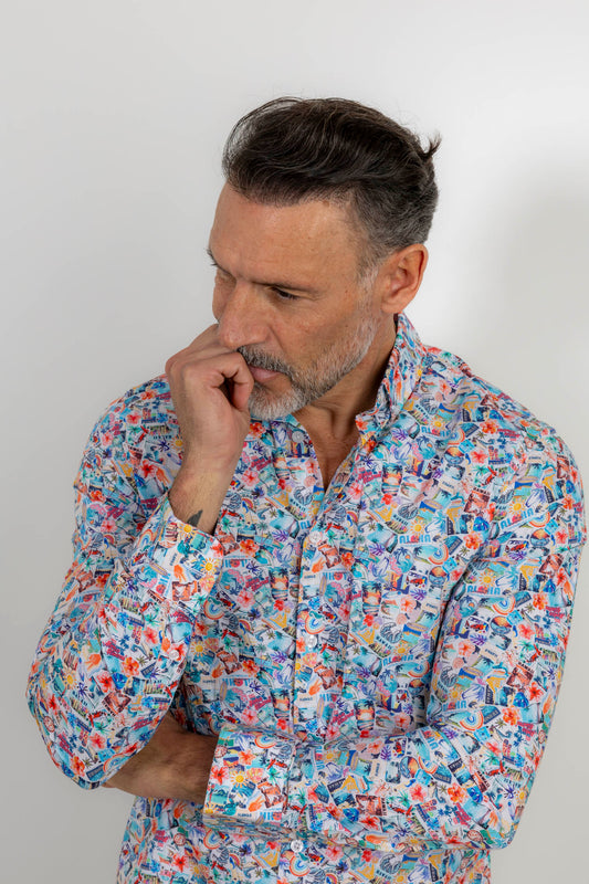 Camisa estampada slim fit | Hawai