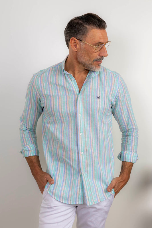 Camisa Lino Raya Verde | Javea
