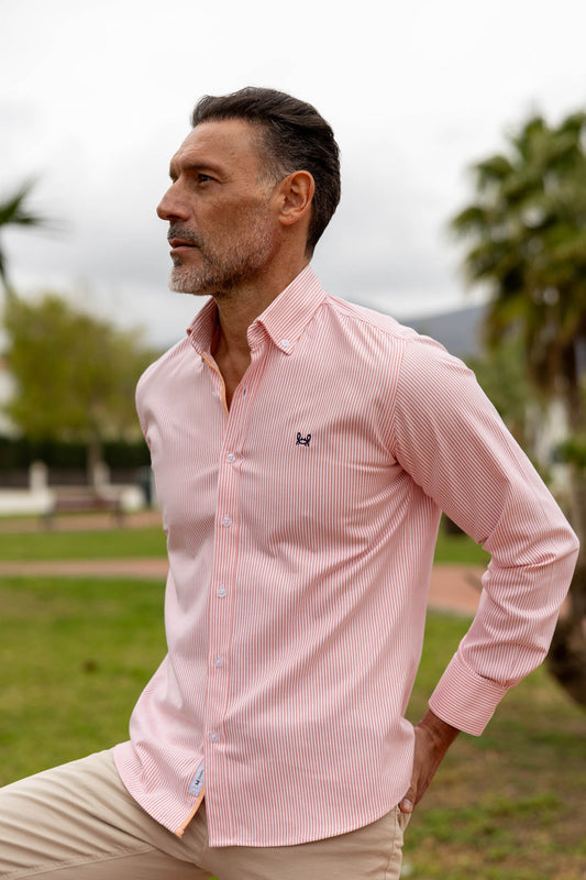 Camisa Rayas Oxford Naranja | Córdoba
