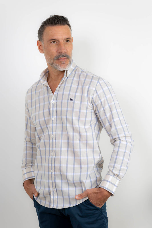 Camisa Cuadro Beige | Lanjarón