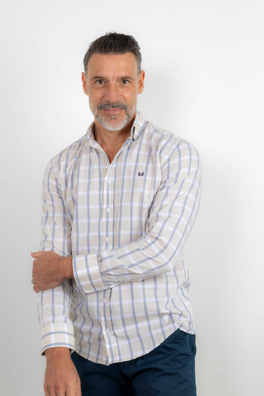 Camisa Cuadro Beige | Lanjarón