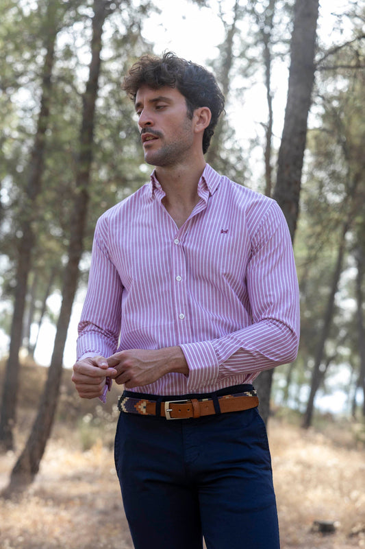 Camisa Rayas Oxford Granate | Sevilla