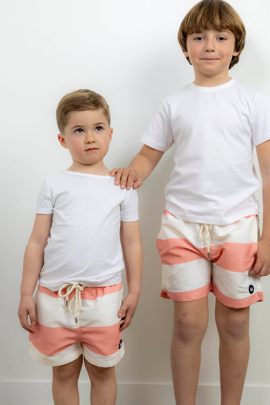 Bañador Infantil Raya Ancha Coral