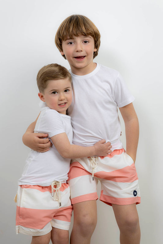 Bañador Infantil Raya Ancha Coral