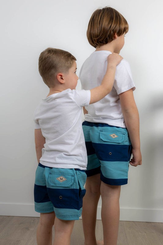 Bañador Infantil Raya Ancha Azul